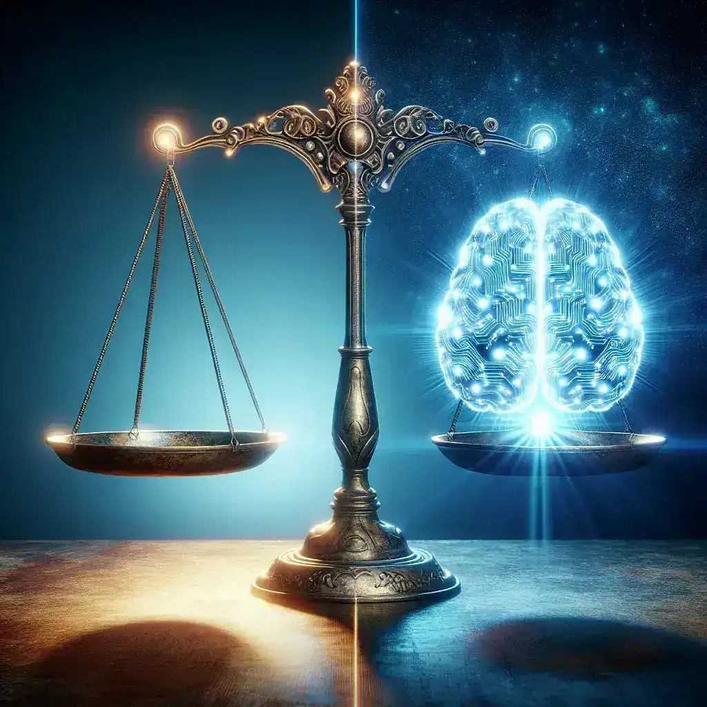 "Illustration depicting the disparity between rapid AI innovation and slow development of universal legal frameworks, highlighting key areas of concern in technology regulation."
